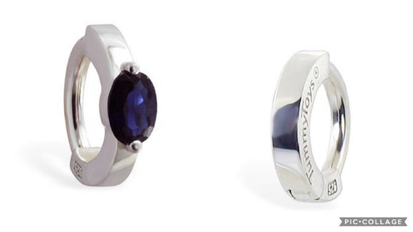 SAVE 10% with this 2 piece Combo Set - Silver Sleeper Collection - 1 x Plain Sleeper Clasp & 1 x Large Sapphire Blue CZ Clasp