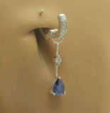 Sterling Silver Interchangeable Swinger Charm with a Clear round CZ and a Tanzanite Pear CZ
