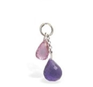NEW - Sterling Silver Interchangeable Swinger Charm - Light & Dark Amethyst Gemstone Drop Charm